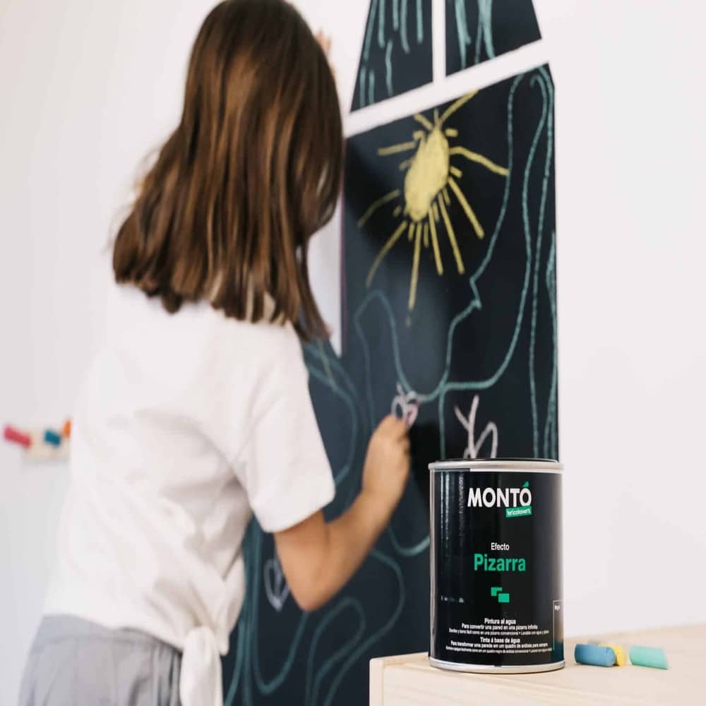 Decorative paint with Blackboard Effect, turns any wall into a blackboard on which you can write with chalk, Monto, 500ml