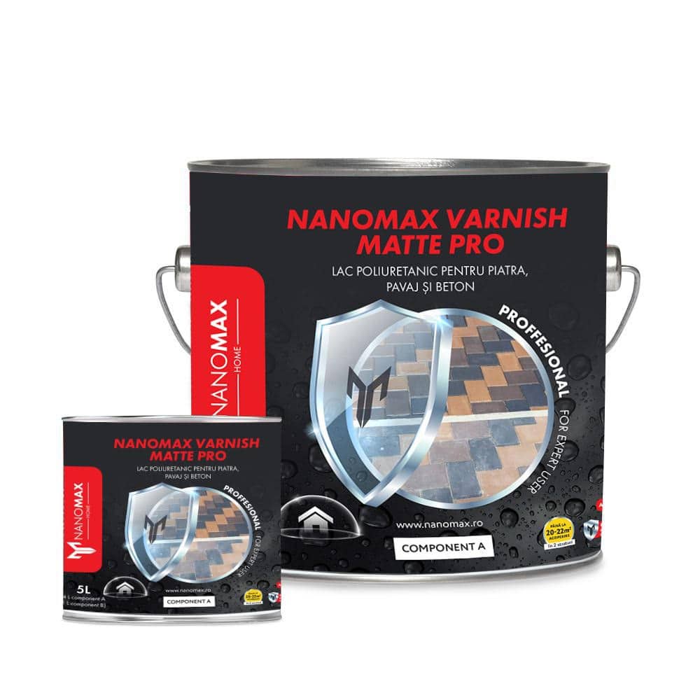 Bicomponent Polyurethane Varnish, Matte Effect, stone, pavement and concrete, Anti-Slip Effect, NanoMax