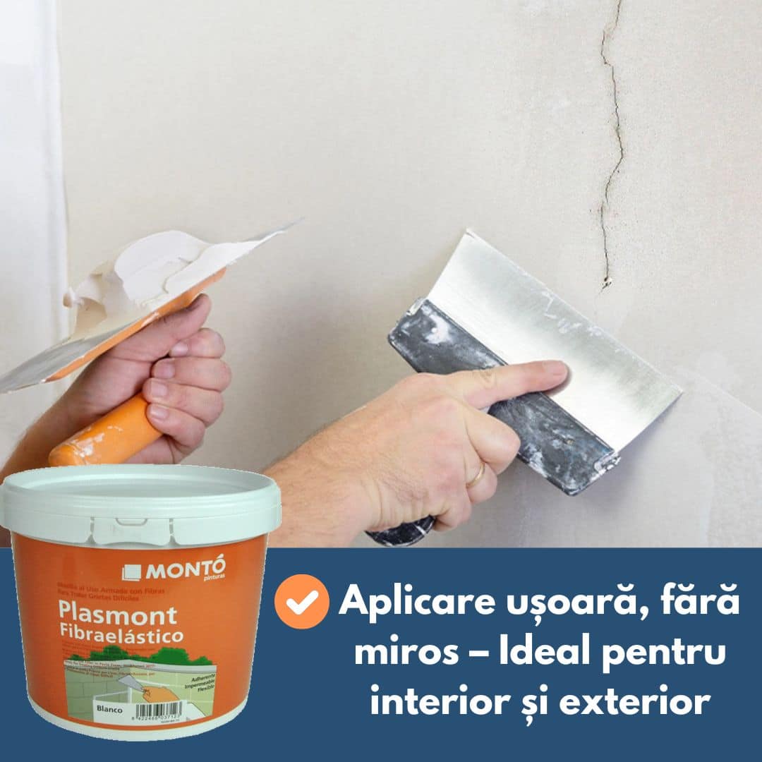 KIT Elastic pentru Reparații Crăpături Beton, Tencuială, Lemn și Plastic – cu Fibră de Sticlă | Monto 750ml