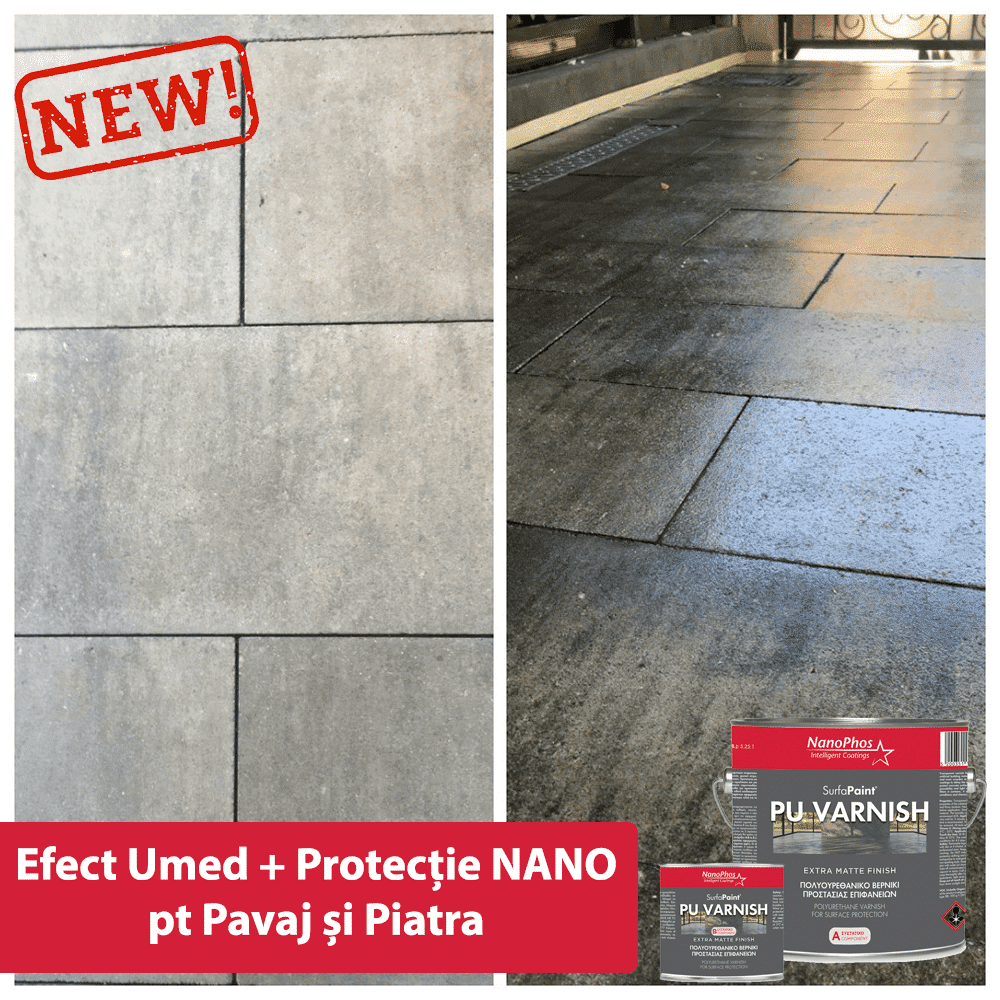 Bicomponent Polyurethane Varnish, Matte Effect, stone, pavement and concrete, Anti-Slip Effect, NanoMax