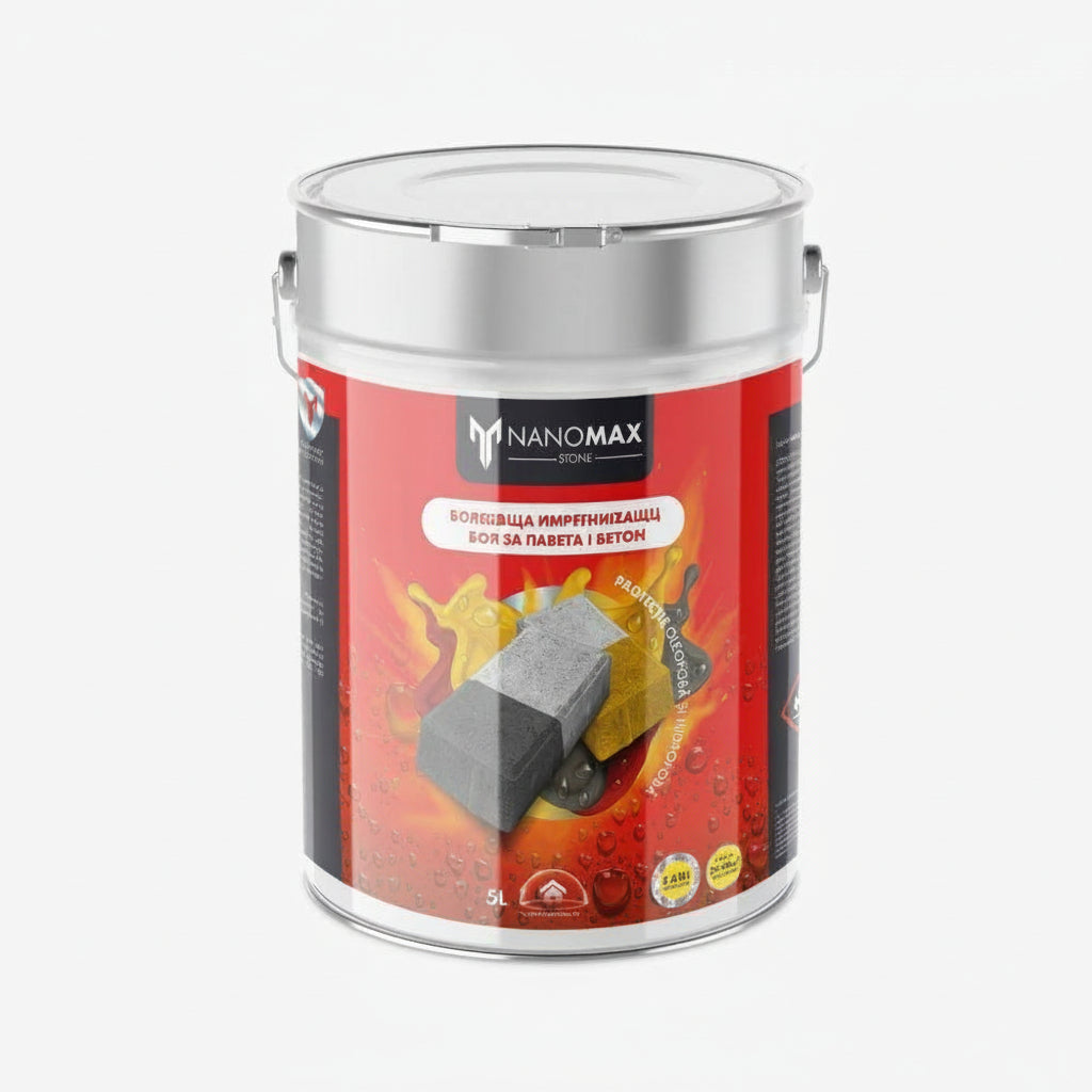 Лак за тротоарна настилка/бетон, ефект мокро, прозрачен, водоотблъскващ ефект, хидрофобна, UV и олеофобна защита, NanoMax