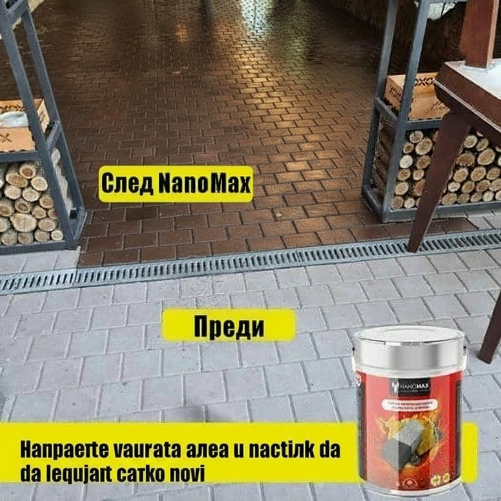 Лак за тротоарна настилка/бетон, ефект мокро, прозрачен, водоотблъскващ ефект, хидрофобна, UV и олеофобна защита, NanoMax