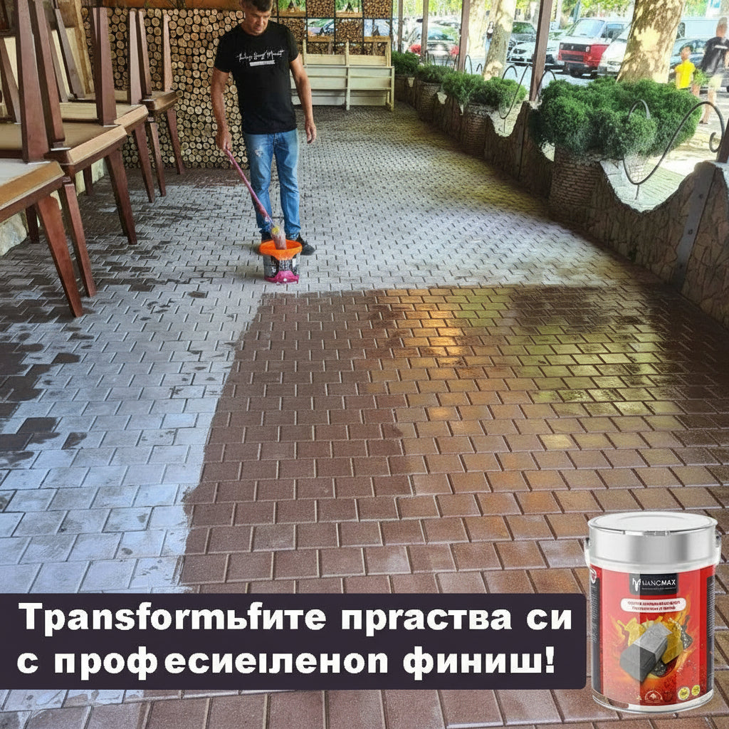 Лак за тротоарна настилка/бетон, ефект мокро, прозрачен, водоотблъскващ ефект, хидрофобна, UV и олеофобна защита, NanoMax