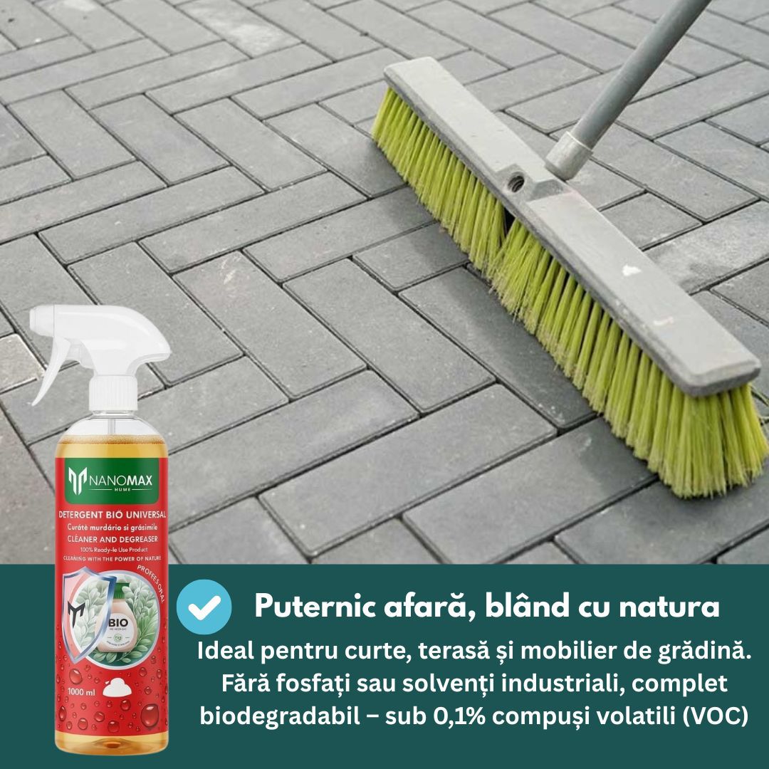 BIO Detergent Deep Dirt and Grease Cleaning for Stone, Concrete, Paving, Metal, Glass, Nanomax Surfaces, 1L