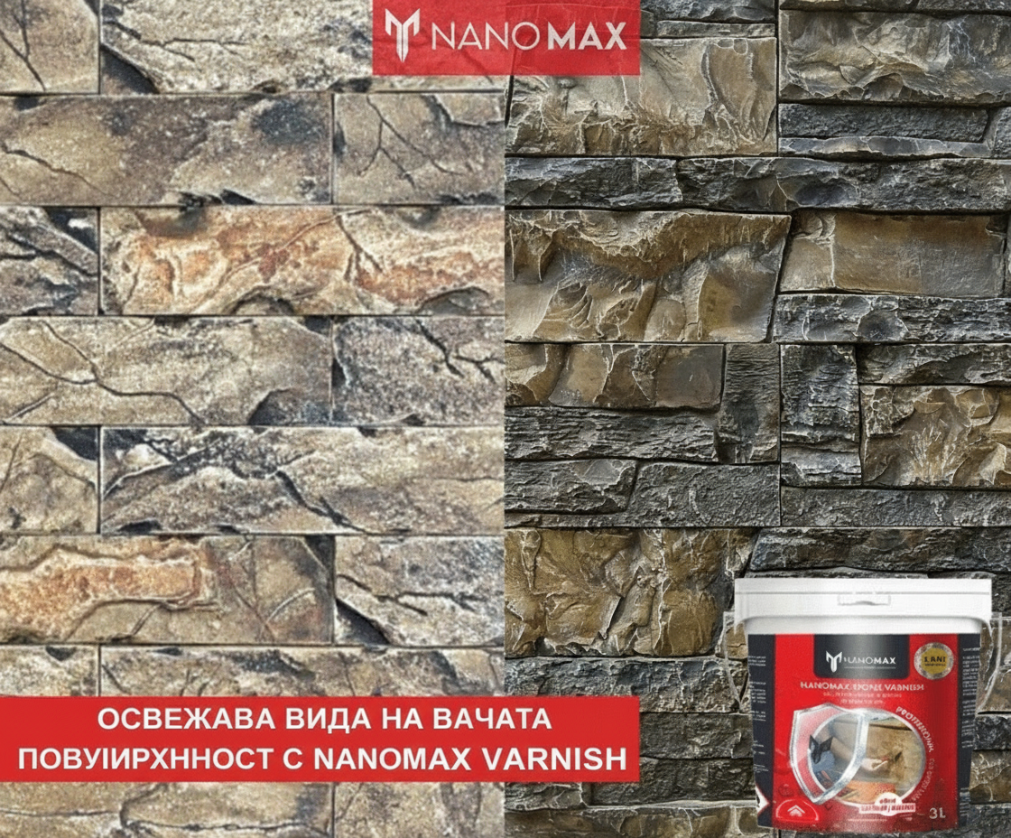 Лак за камък / бетон / гранитосер / гранитогранит, водоустойчив нано-лак, ефект гланц/сатен, NANOMAX