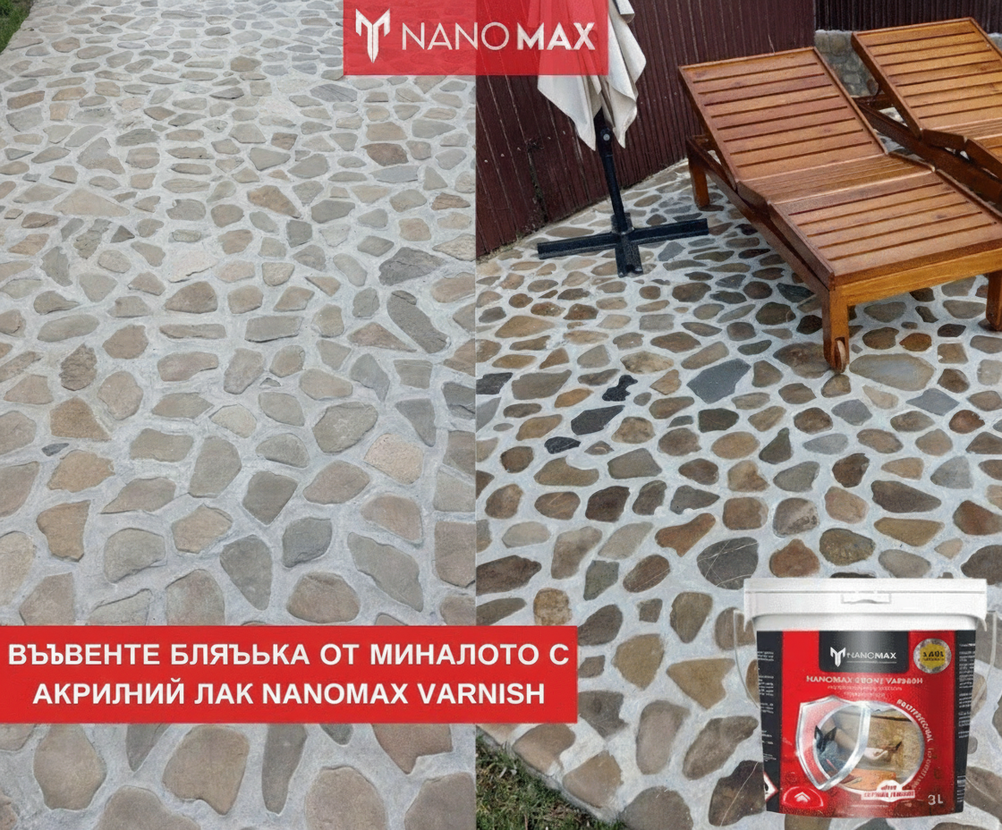 Лак за камък / бетон / гранитосер / гранитогранит, водоустойчив нано-лак, ефект гланц/сатен, NANOMAX