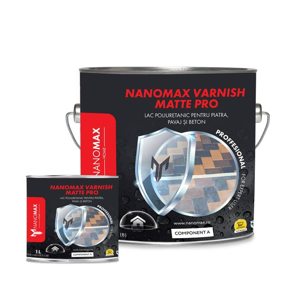 Bicomponent Polyurethane Varnish, Matte Effect, stone, pavement and concrete, Anti-Slip Effect, NanoMax