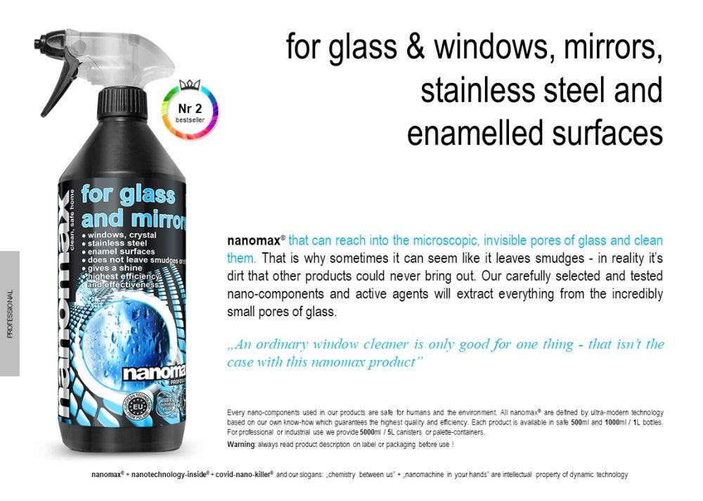 Professional detergent for windows and stainless steel, Nanomax