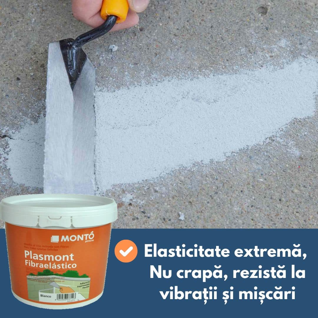 KIT Elastic pentru Reparații Crăpături Beton, Tencuială, Lemn și Plastic – cu Fibră de Sticlă | Monto 750ml