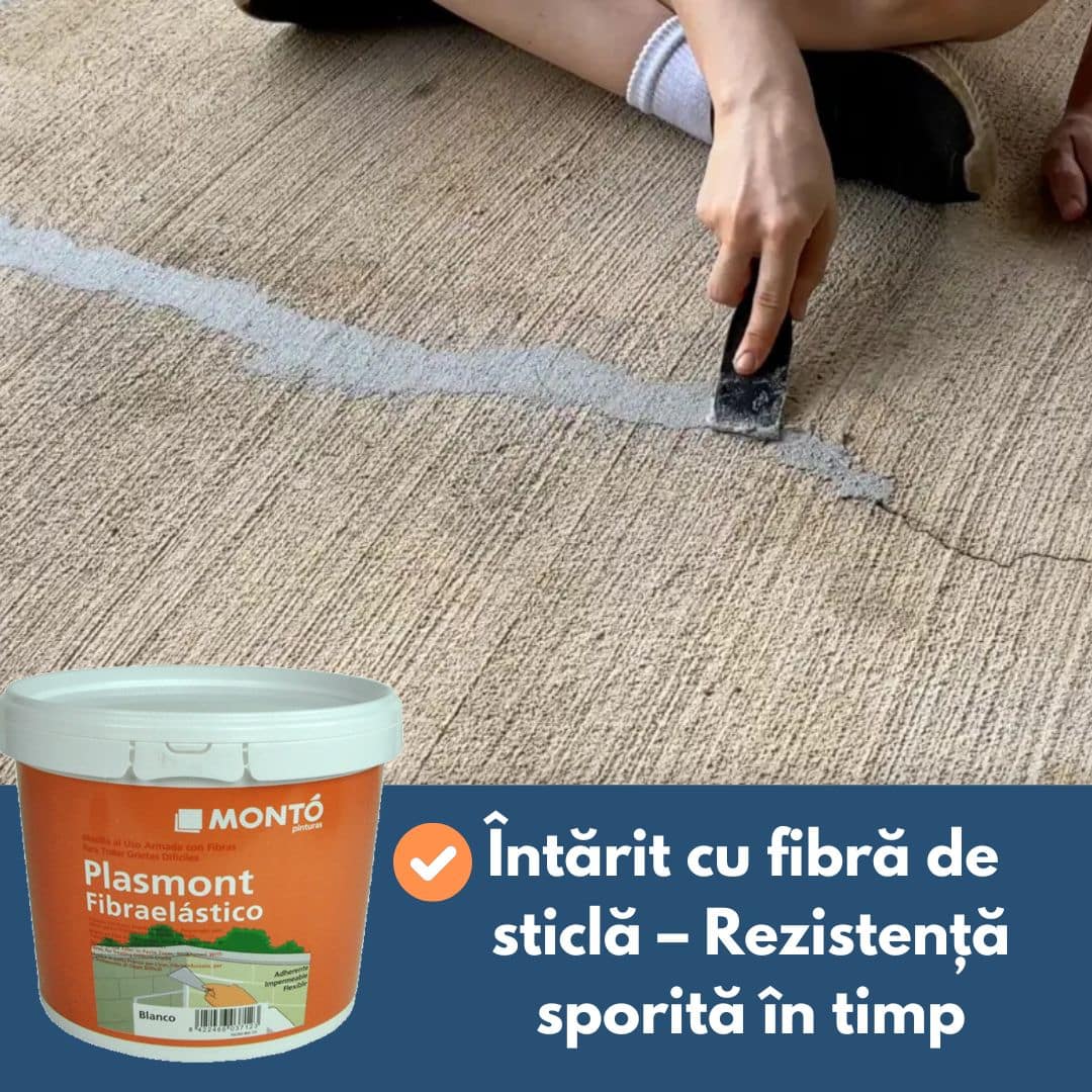KIT Elastic pentru Reparații Crăpături Beton, Tencuială, Lemn și Plastic – cu Fibră de Sticlă | Monto 750ml