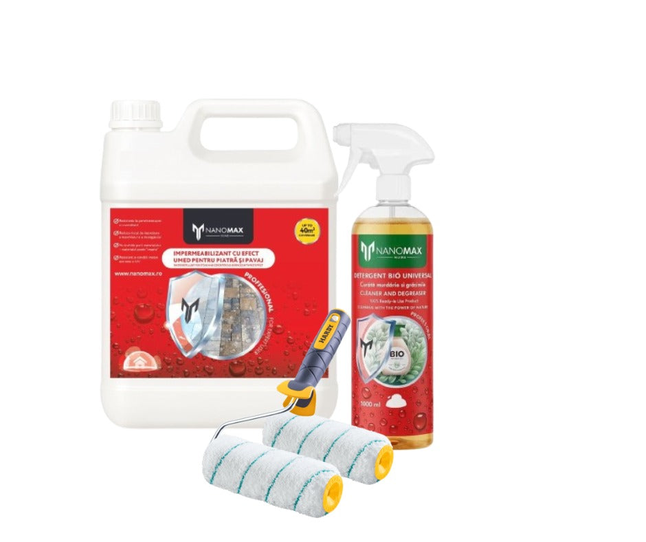 KIT Impermeabilizare Detergent Curățare Piatra Soclu Casa Gard - Nanomax