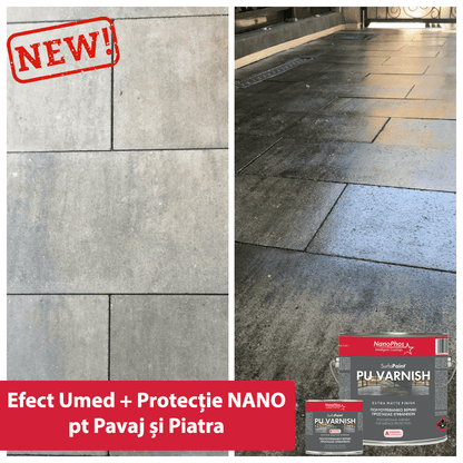 Bicomponent Polyurethane Varnish, Matte Effect, stone, pavement and concrete, Anti-Slip Effect, NanoMax
