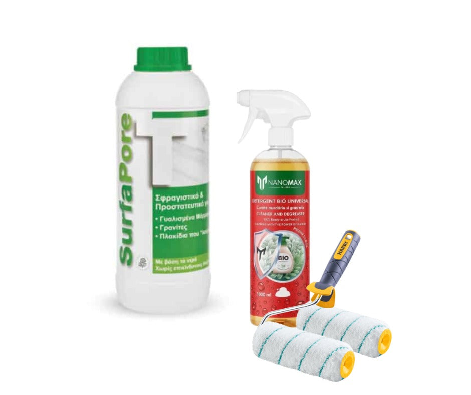 KIT Sigilant + Detergent Curățare Gresie Porțelanată, Marmura, Faianta, Balcon Anti-pete + Trafalet, NanoMax